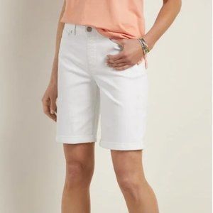 Soft Surroundings 2X Ultimate Denim 8" Pull On Relaxed Shorts in White